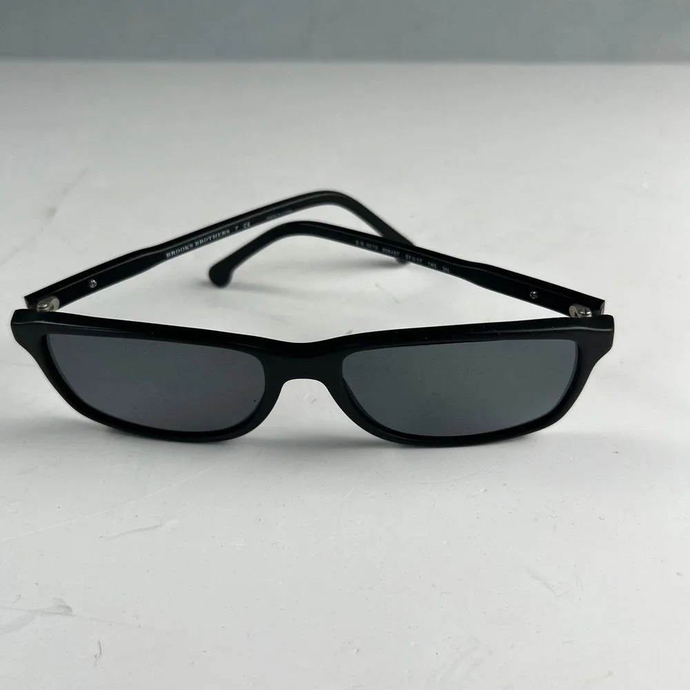 Brooks Brothers BB 5019 Sunglasses Mens 57mm Black Rectangular Classic Preppy